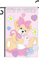 It\'s a Girl Applique Garden Flag