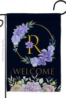 Welcome R Monogram Garden Flag