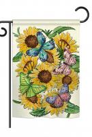 Butterflies On Sunflower Garden Flag