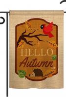 Hello Autumn Double Burlap Garden Flag