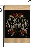 Chalkboard Hello Autumn Double Burlap Garden Flag