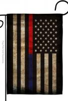 Thin Red And Blue Line Garden Flag