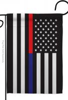 US Thin Red And Blue Line Garden Flag
