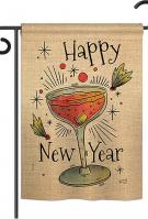 Cheers Happy New Year Double Burlap Garden Flag