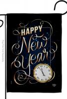 New Year Clock Garden Flag