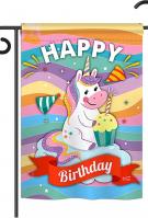 Unicorn Happy Birthday Garden Flag