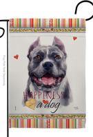 Black Pitbull Happiness Garden Flag