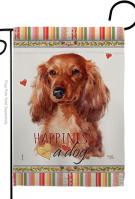 Long Hair Dachshund Happiness Garden Flag