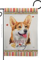 Pembroke Welsh Corgi Happiness Garden Flag