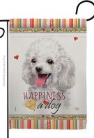 White Poodle Happiness Garden Flag