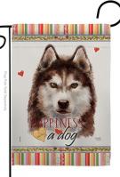 Brown Siberian Husky Happiness Garden Flag