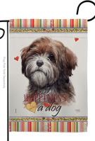 Brown Tibetan Terrier Happiness Garden Flag