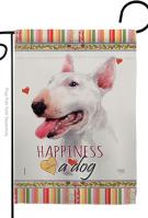 White Bull Terrier Happiness Garden Flag