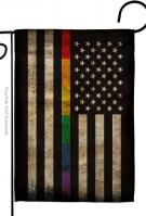 Rainbow Thin Line Garden Flag