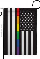 US Rainbow Thin Line Garden Flag