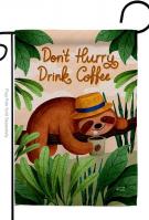 Sloth Drink Coffee Garden Flag