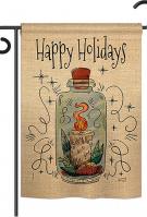 Sparkle Happy Holidays Double Burlap Garden Flag