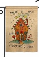 Sugar & Spice Christmas Double Burlap Garden Flag