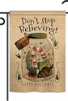 Dont Stop Believing Double Burlap Garden Flag