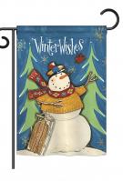 Winter Wishes Snowman Garden Flag