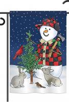 Lumberjack Snowmen Garden Flag