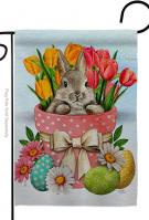 Bunny With Tulips Garden Flag