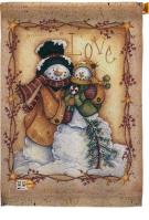 Christmas Love Snowman House Flag