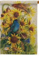 Spring Sunflower & Birds House Flag