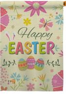 Happy Easter Colourful Flowers House Flag