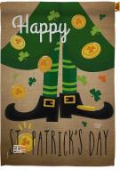 Happy Saint Patrick\'s Day Leprechaun Shoe House Flag