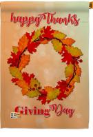 Thanksgiving Day Wreath House Flag