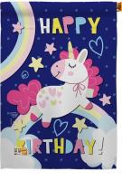 Cute Unicorn Birthday House Flag