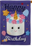 Unicorn Birthday Cake House Flag