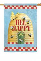 Bee Happy Hive House Flag