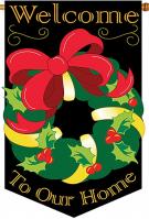 Christmas Wreath Applique House Flag