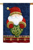 Santa Holding Joy Heart House Flag