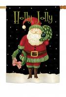 Holly Jolly Santa Decorative House Flag