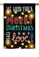 Lightful Merry Christmas Love House Flag