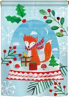 Snow Globe Fox House Flag