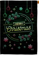 Christmas Neon Light House Flag