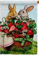 Spring Rabbits House Flag