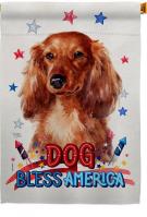 Patriotic Long Hair Dachshund House Flag