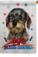 Patriotic Wire Haired Dachshund House Flag