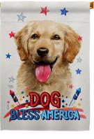 Patriotic Golden Retriever House Flag