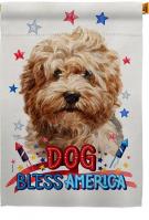 Patriotic Shaggy Havanese House Flag