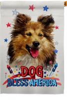 Patriotic Shetland Sheepdog House Flag