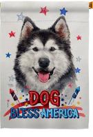 Patriotic Siberian Husky House Flag