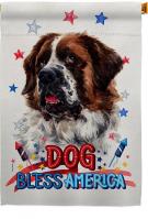 Patriotic St Bernard Dog House Flag