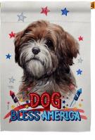 Patriotic Brown Tibetan Terrier House Flag