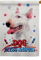 Patriotic White Bull Terrier House Flag